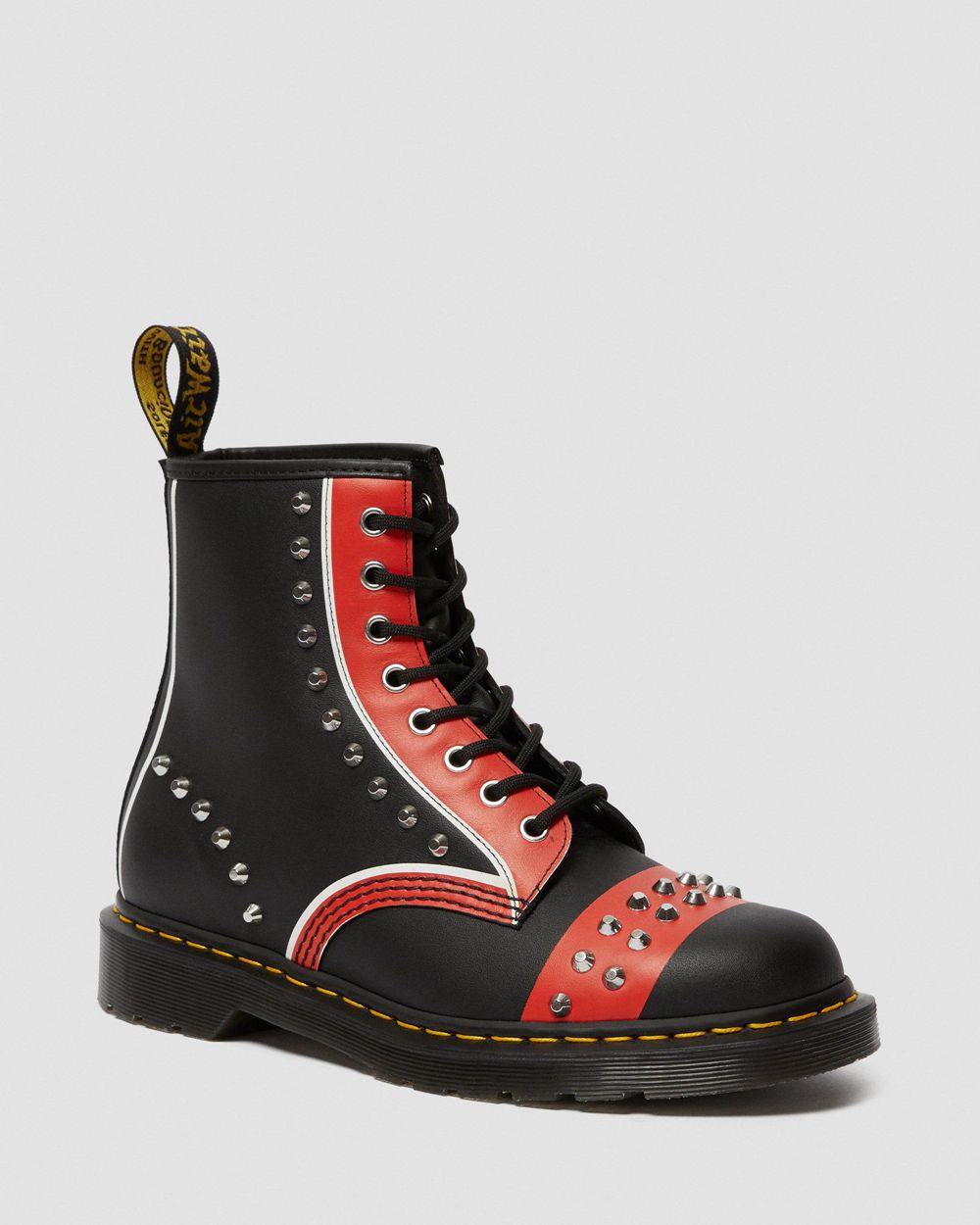 Dr Martens 1460 Kožené Studded Šnurovacie Topánkylar Panske ( Čierne/Červené ) SK 873-ENOGXB